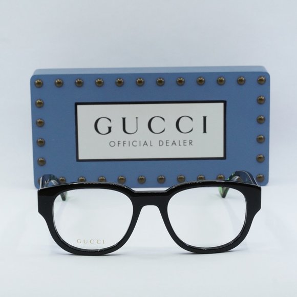 FINAL PRICE NEW GUCCI GG1429O 003 BLACK/GREEN HAVANA EYEGLASSES - Picture 2 of 9
